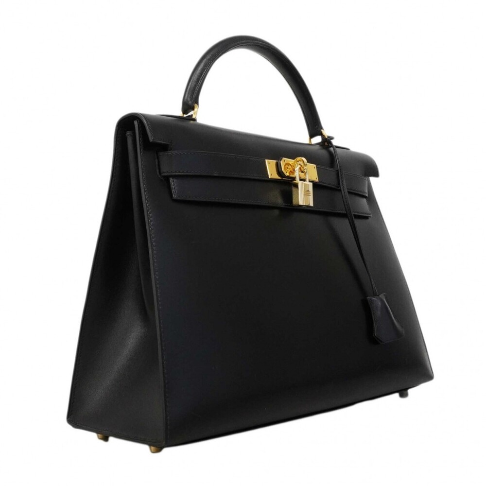 Hermes Kelly 32 Handbag, Box Calf Leather, Black, □B Stamp, Women's, P2738445 - Picture 2 of 15